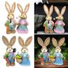 1 Pair Straw Woven Bunny Figurine Easter Sculpture Easter Theme Party Supplies Desktop Garden Party Favors Doll Ornament