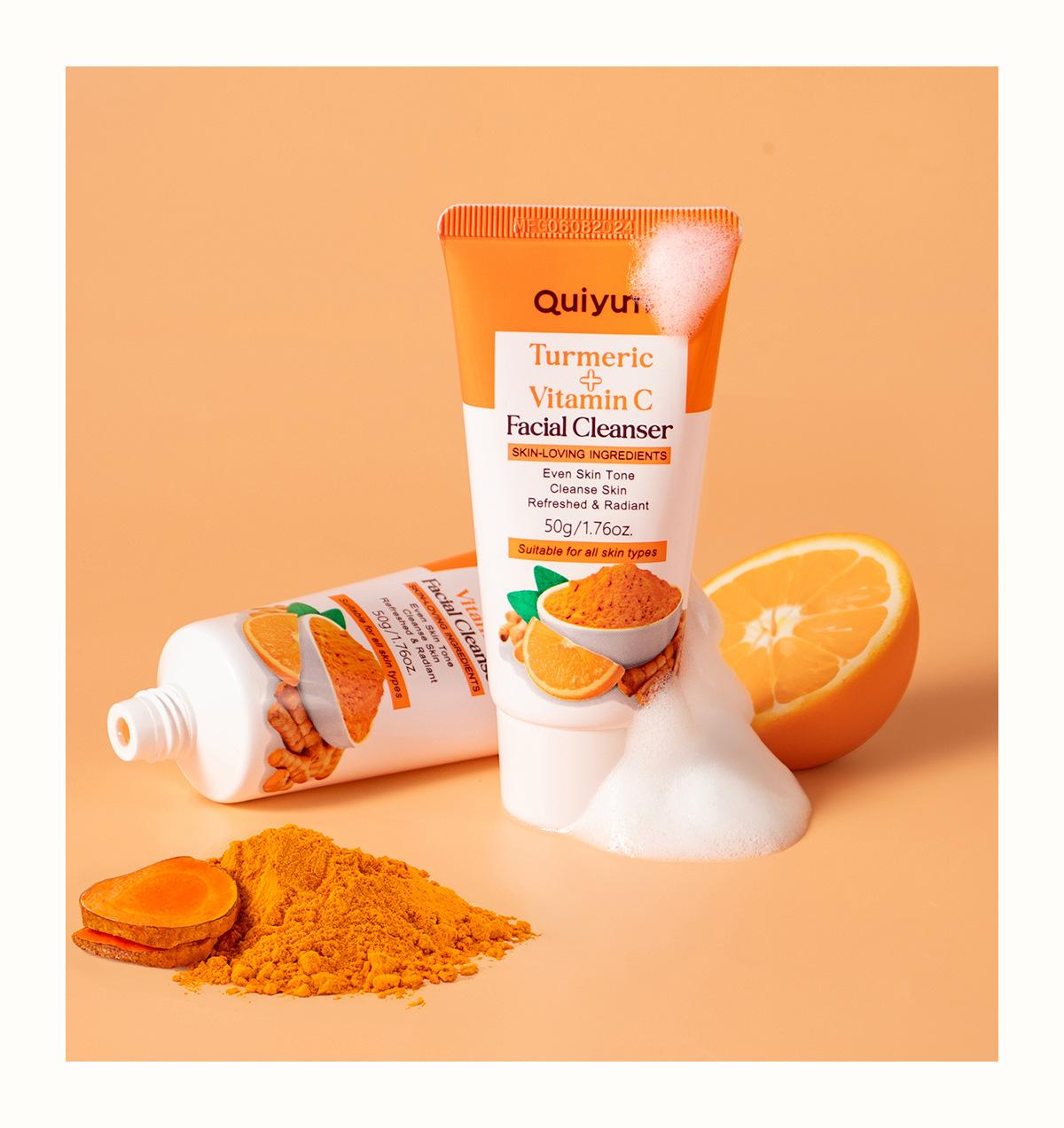 

QUIYUM Очищающее средство для умывания лица с куркумой и витамином С (50г) - Увлажнение, уход за порами и осветление 50g