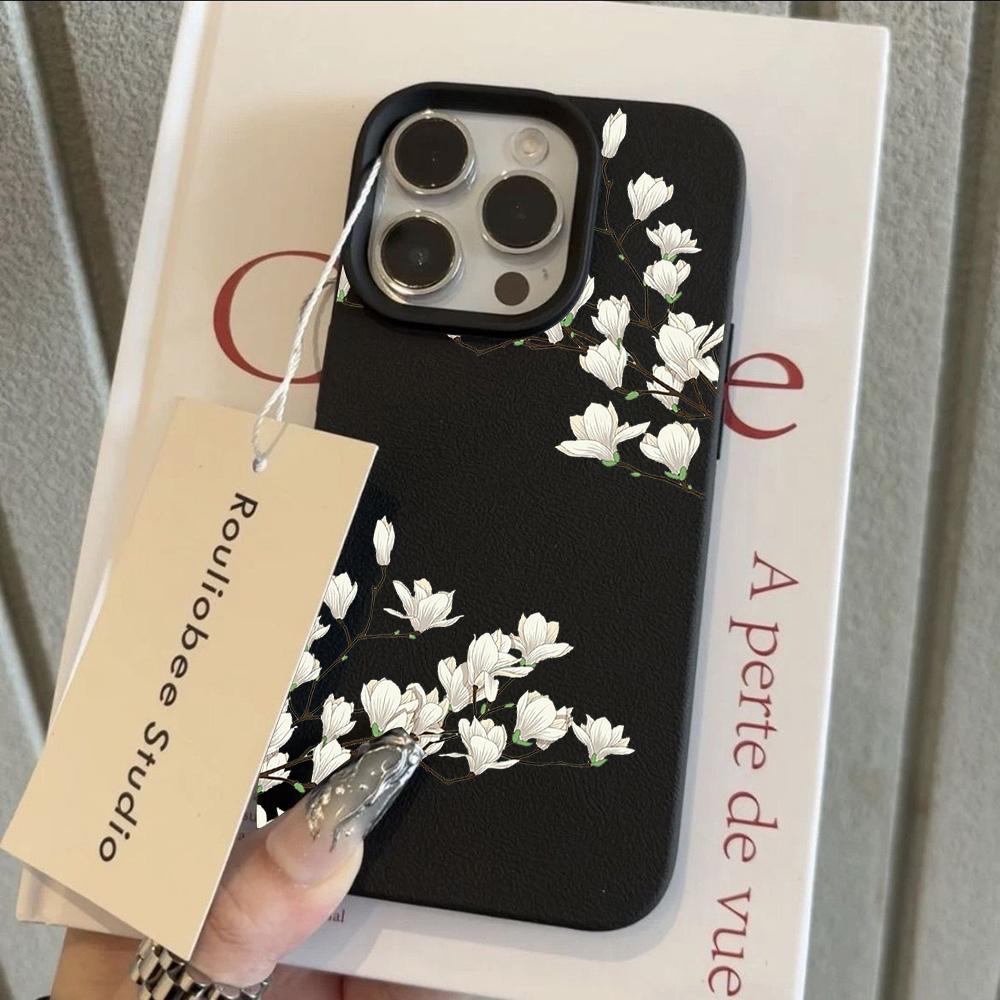 HOT Cool Flower Peony Luxury Lichee leather pattern Phone Case For iPhone 17 16e 16 15 14 13 12 11 Air Pro Max Plus X XR XSMax