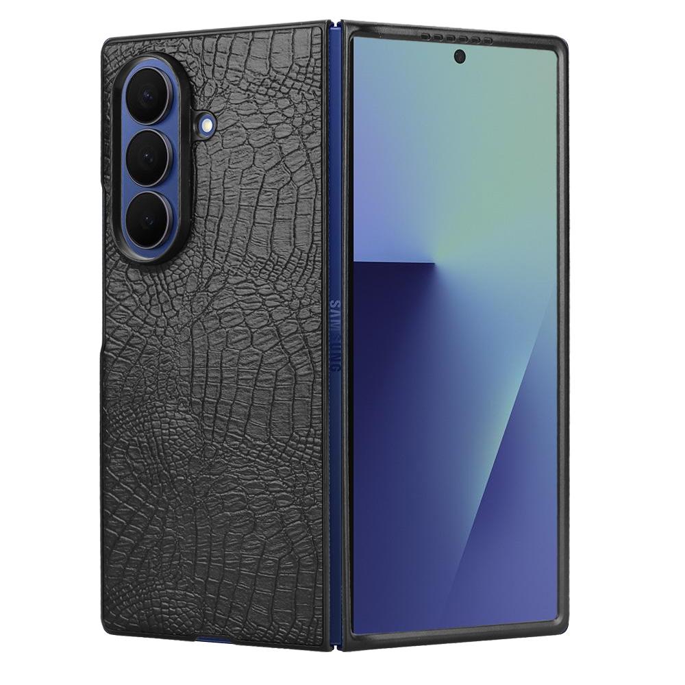 For Samsung Galaxy Z Fold7 5G Case Crocodile Texture Leather Coated Hard PC Phone Cover