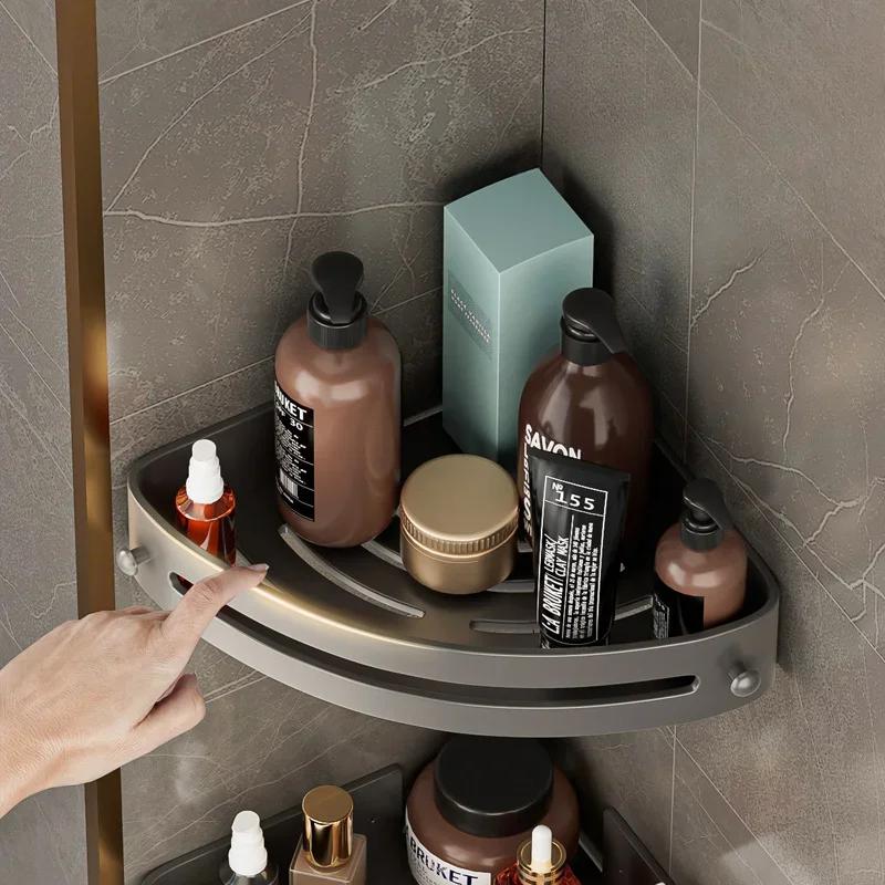 Three Layers Bathroom Nail-free Shelf Shower Corner Shelf Plastics Shampoo Shelf Shower Supply Storage Bathroom Accessories