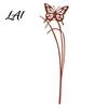 Natural Garden Atmosphere Decor Rusty Silhouette Stake Rustic Flower Pot Insert for Patio Vintage Landscape Path Markers Bird Bee Butterfly
