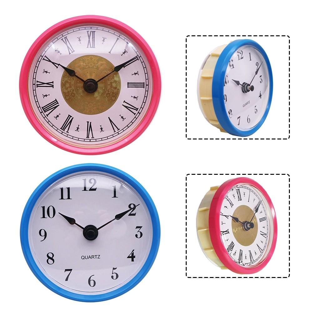 3-1/8 Inch (80 mm) Quartz Clock Insert  Hand Quartz Movement Pink Blue Trim