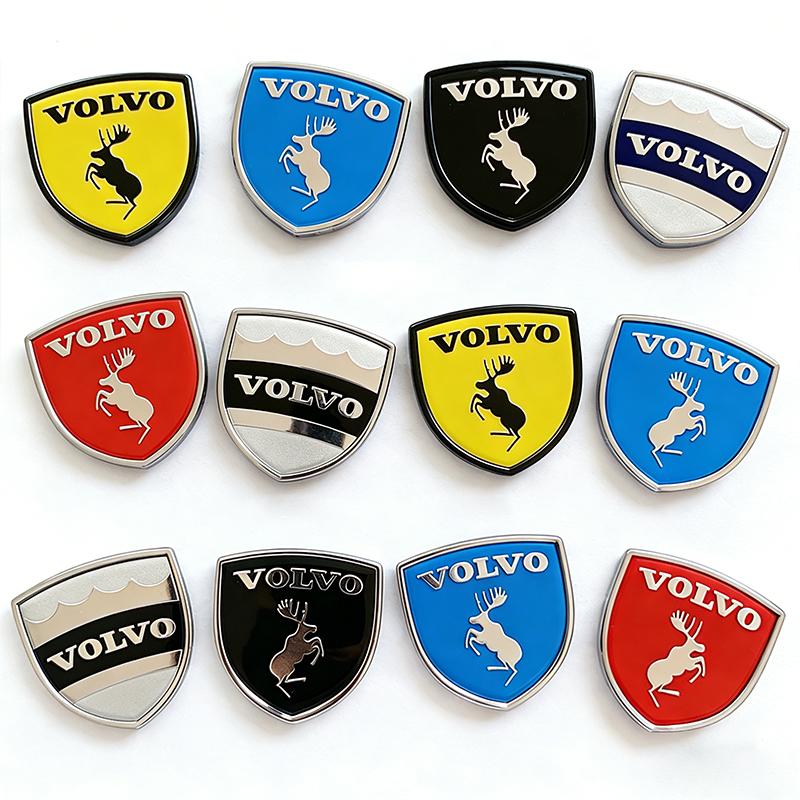 blv3 2Pcs Car Shield Emblem Badge Sticker 3D Metal Moose Logo Decal for Volvo XC90 V90 V60 XC60 V40 S80 S60 S90 C40 XC40 V70 XC70 C30