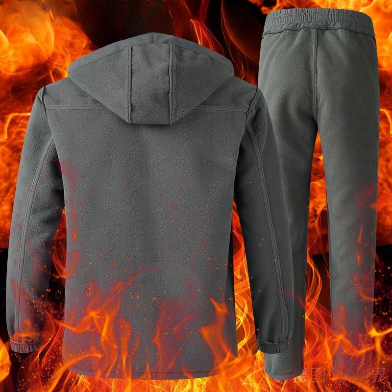 Winter Jacket Suit Men's Plus Velvet Water-proof Overalls To Keep Warm Outdoor Labor Insurance 2-piece Set