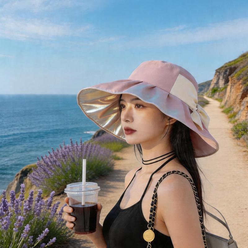 Women Fashion Large Brim Face Covering Uv Protection Foldable Adjustable Fisherman Sun Hat