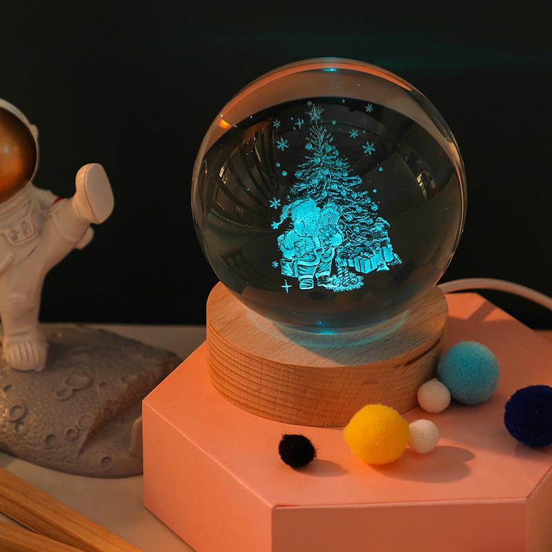 3D Хрустальный шар Ночник Креативные настольные украшения Рождественский подарок 6cm
