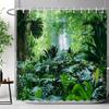 Tropischer Dschungel Duschvorhang Regenwaldpflanze Wasserfall Frühlingsblumen Wald Naturlandschaft Stoff Badezimmer Vorhänge Dekor