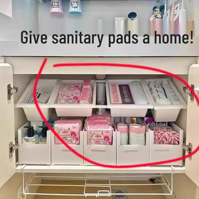 Aufbewahrungsbox für Damenbinden zur Organisation im Badezimmer oder unter dem Waschbecken