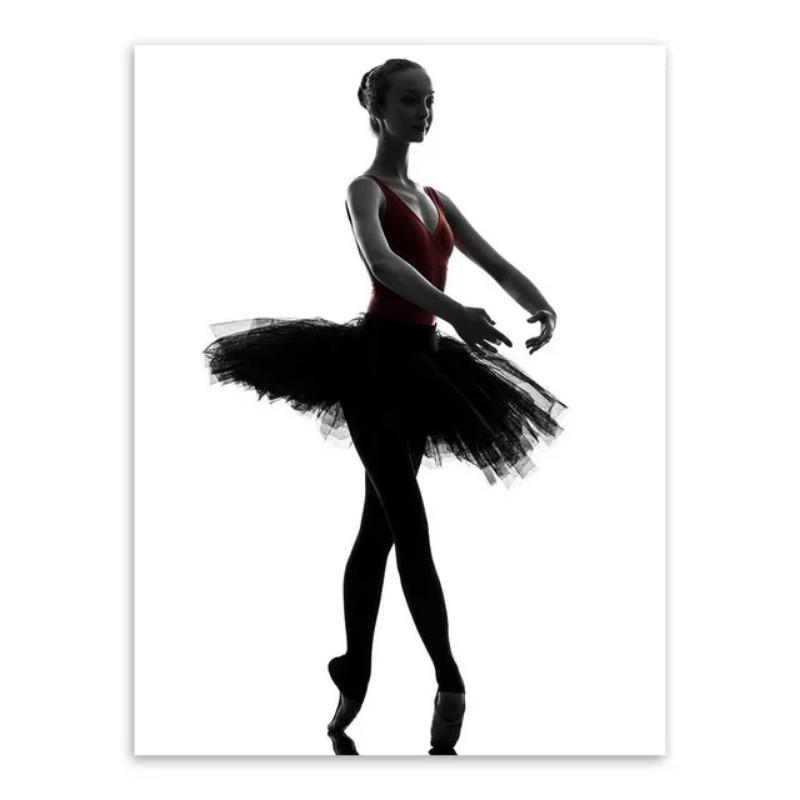 Modern Black White Ballet Dancer Canvas Painting Silhouette Beauty Girl Photo Art Prints and Posters Wall Art Pictures for Decor