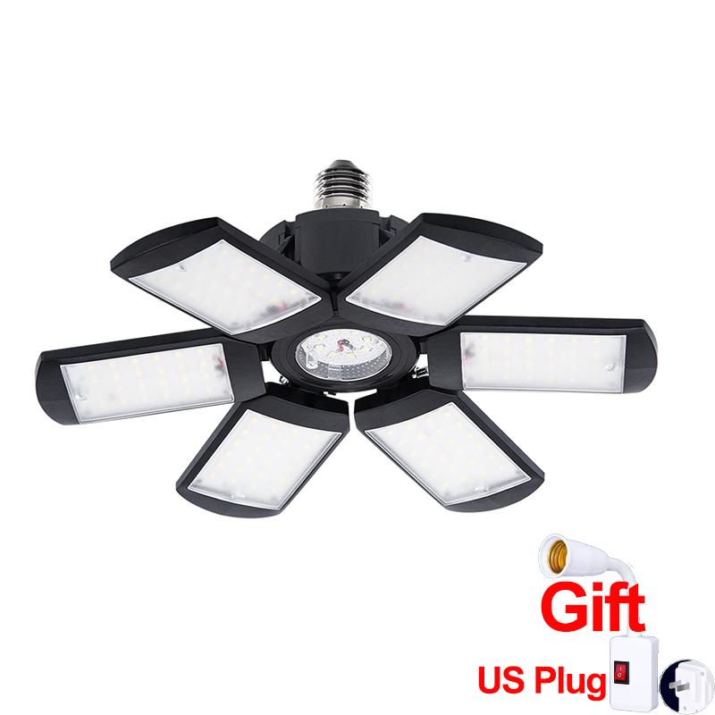 Adjustable 6-Leaf Folding LED Ceiling Light Bulb,E26/E27 Base,360° Wide Angle,Bright Garage Light,Warehouse,Basement,Workshop