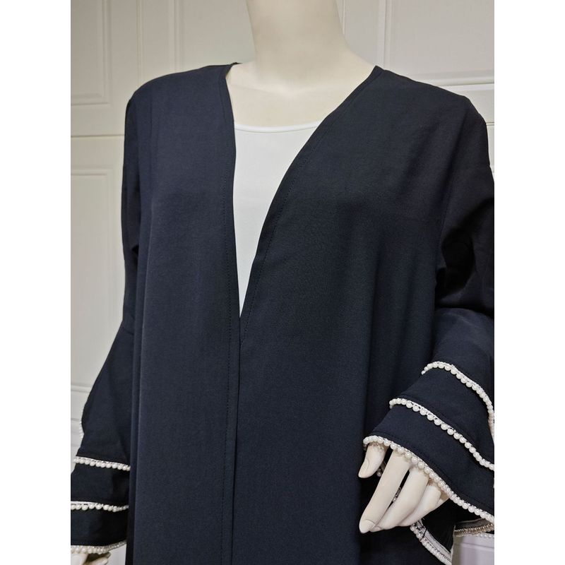 Arab Dubai Cardigan Rason Lotus Leaf Cuff Patchwork Beads Indonesia Fashion Long Outwear Robe
