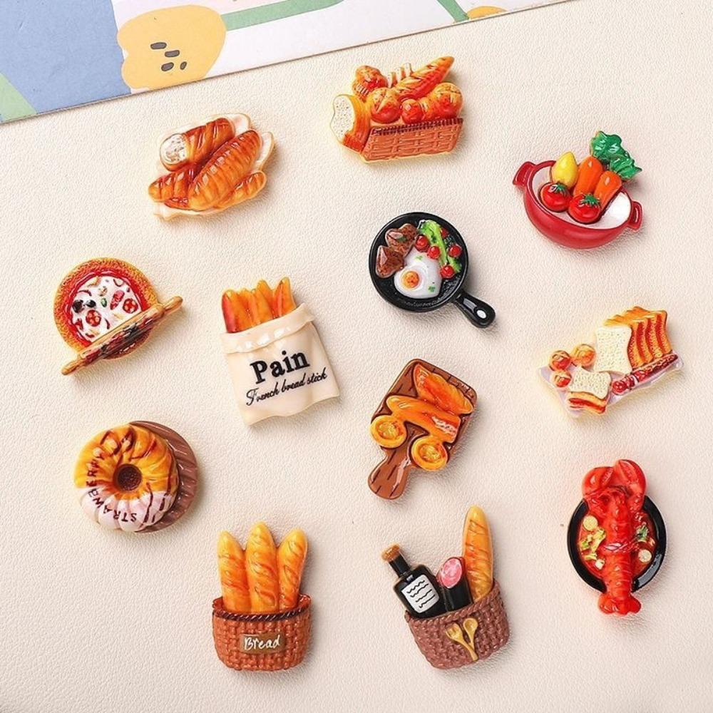 10PCS Resin Cute Simulation Food Resin Bread Pizza Simulation Lobster DIY Scrapbook Frame Hairpin Craft Phone Doll Miniature