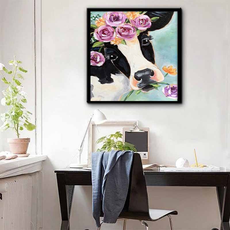 New Arrival 5D DIY Full Circle Diamond Painting "Cow" Embroidery Cross Stitch Home Decor Gift