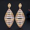 E0304 Middle East Zircon Needle Earrings Rose Gold Three-Color Electroplating Process Earrings