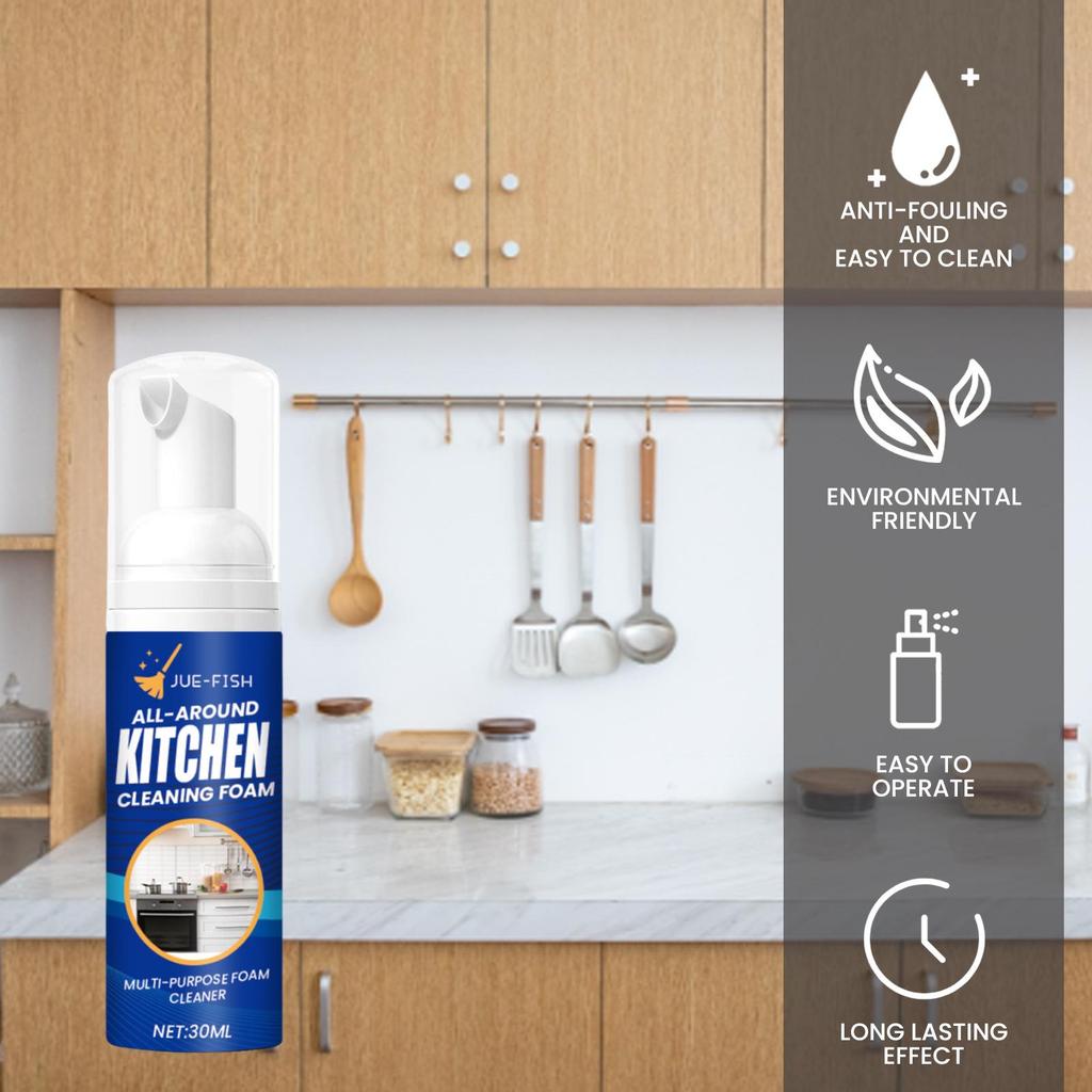 Jue-Fish Kitchen Foam Cleaner for Heavy Oil Stains On Stoves and Range Hoods