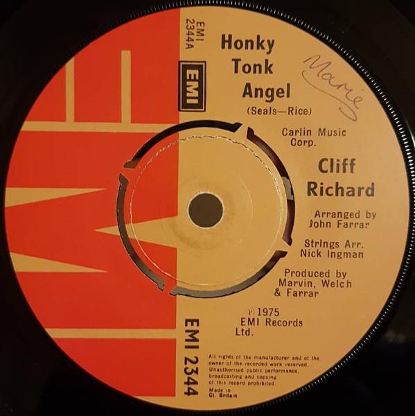 

7inch Record CLIFF RICHARD Honky Tonk Angel EMI2344 EMI 1975 UK Pop Used