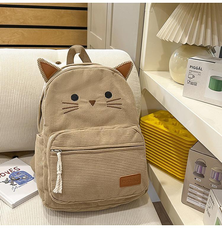 Schoolbag Japanese Cute Cartoon Kitten Schoolbag Female Backpack Junior High School Girl Primary School Student Cartoon Ugly Cute Backpack