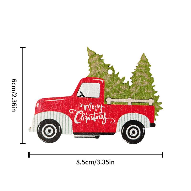Christmas Wooden Santa Claus Car Pendant Decoration