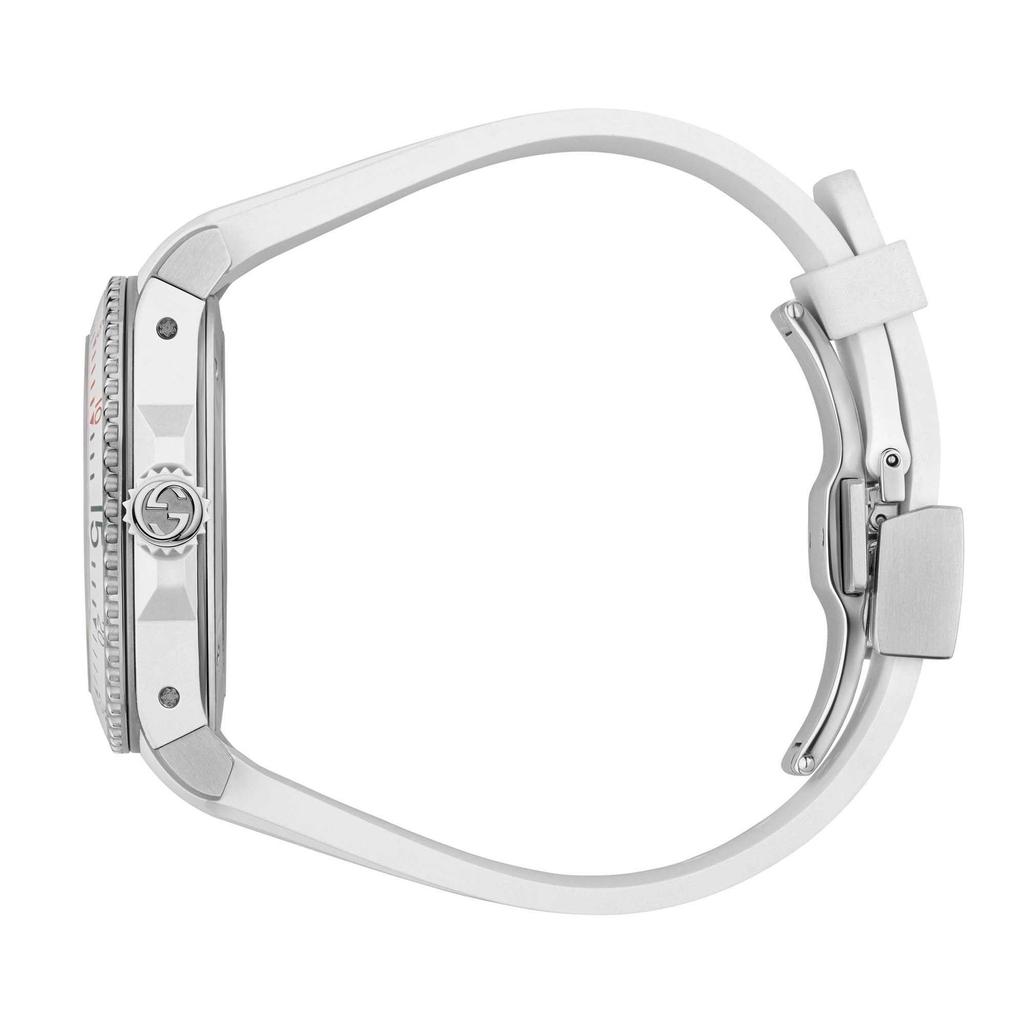 Gucci YA136337 Hodinky se stříbrným ciferníkem s bílým gumovým řemínkem, 40 mm
