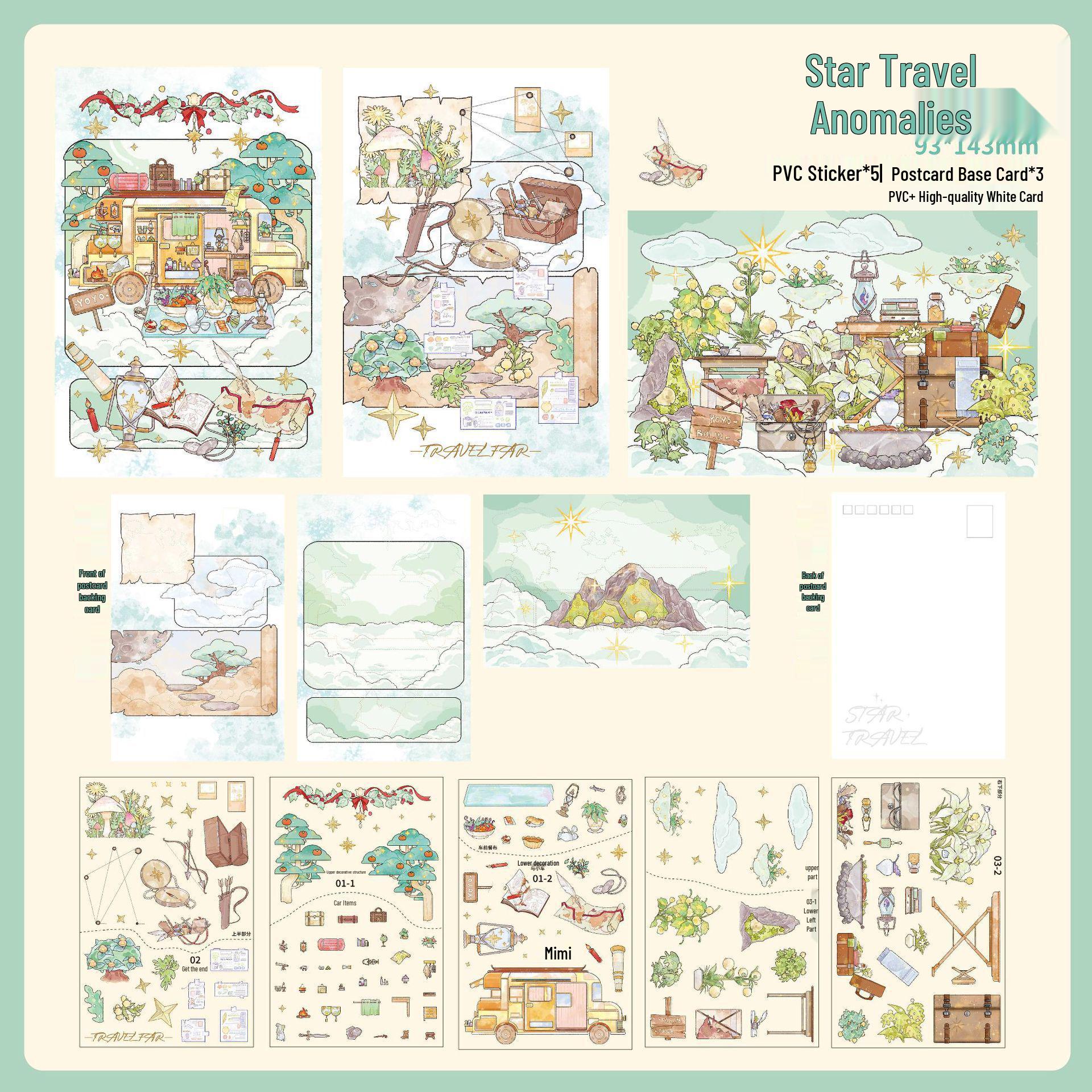 Mr. Paper 3D Scenery Postcard Stickers: Time and Space Collection, Stress Relief Journal Album
