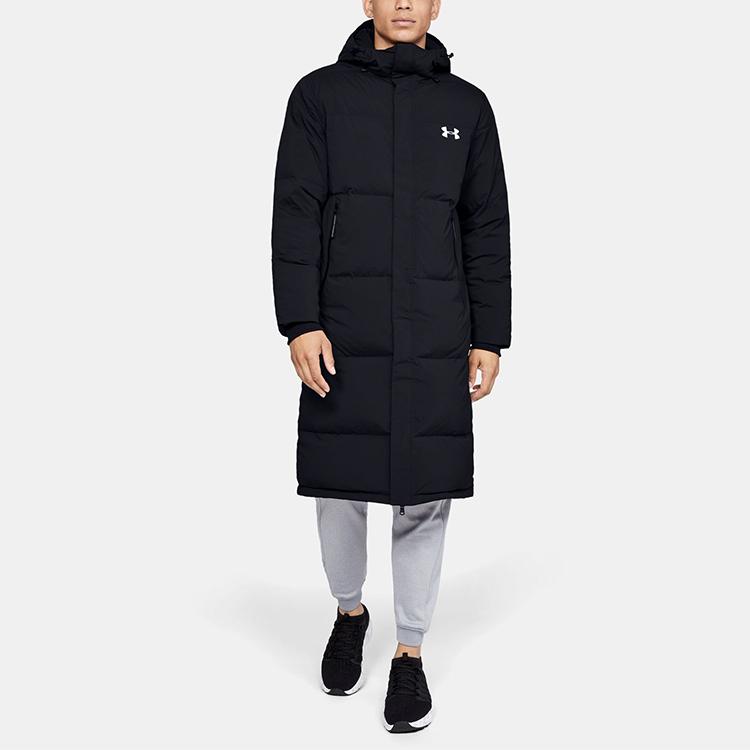 Under Armour Long Hooded Down Jacket Men Outerwear Black 1345057-001