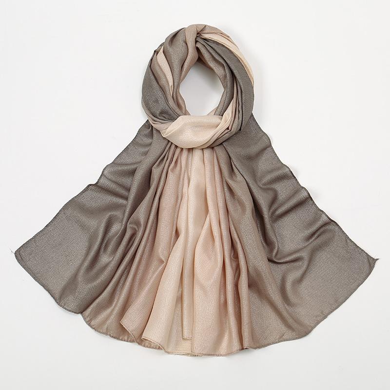 - Popular Gradual Change Color Matching Long Scarf New Bright Polyester Scarf Malaysia Indonesia Women'S Headscarf