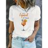 Aperol O'Clock Print Damska Koszulka z Okrągłym Dekoltem Casualowa Krótki Rękaw Nadruk z Literami Wiosna Lato Top Koszulka T Shirt