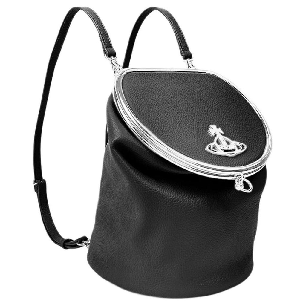 VIVIENNE WESTWOOD Saturn Logo Detachable Chain Strap Closure Backpack Women Backpack Black 4202008UUS000DBLACK