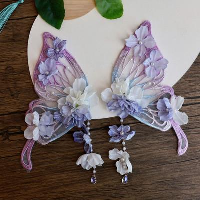 1 Paar Riesiger Schmetterling Haarspange mit durchsichtigen Netzflügeln Blume Haar Seitenklemme für Damen Mädchen Fee Prinzessin Haaraccessoire für Hochzeitsfeier Kostüm