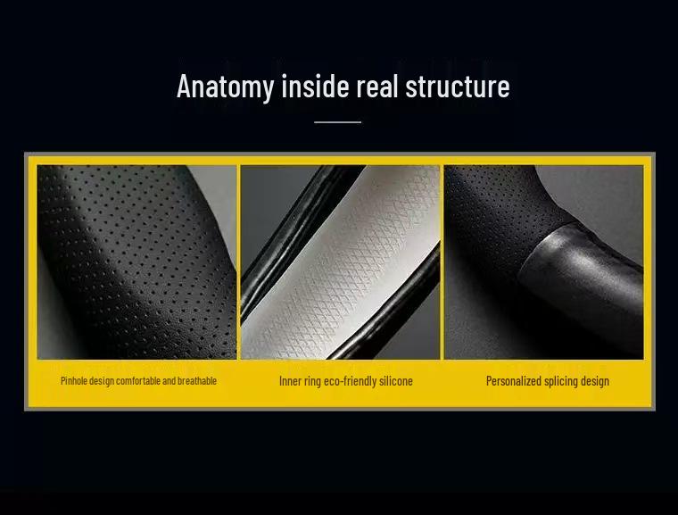 Ford Steering Wheel Cover: Genuine Leather for Edge, Edge-S, Focus, EcoSport, Taurus, Escape, Mondeo - All-Season Use