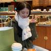 Korean Style Fashion Button Plush Thickened Scarf for Female Students in Winter Thickened and Warm Versatile Stylish and Trendy Scarf for Students