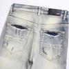AM Jeans europeni retro pentru bărbați, ușor rupți, slim-fit, elastici 3835