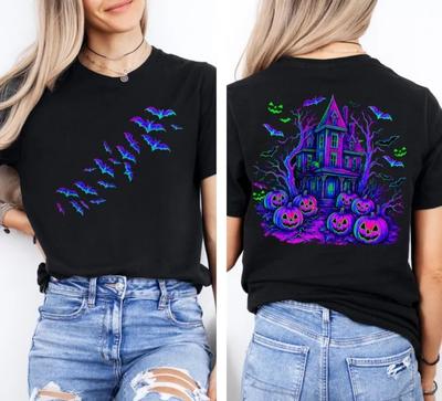 Halloween Bats Shirt, Halloween Haunted House Shirt Unisex T-Shirt