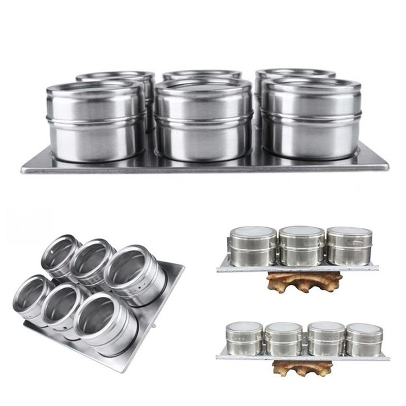 Home Basics Magnetic Steel Spice Storage Rack Kitchen Tin Containers