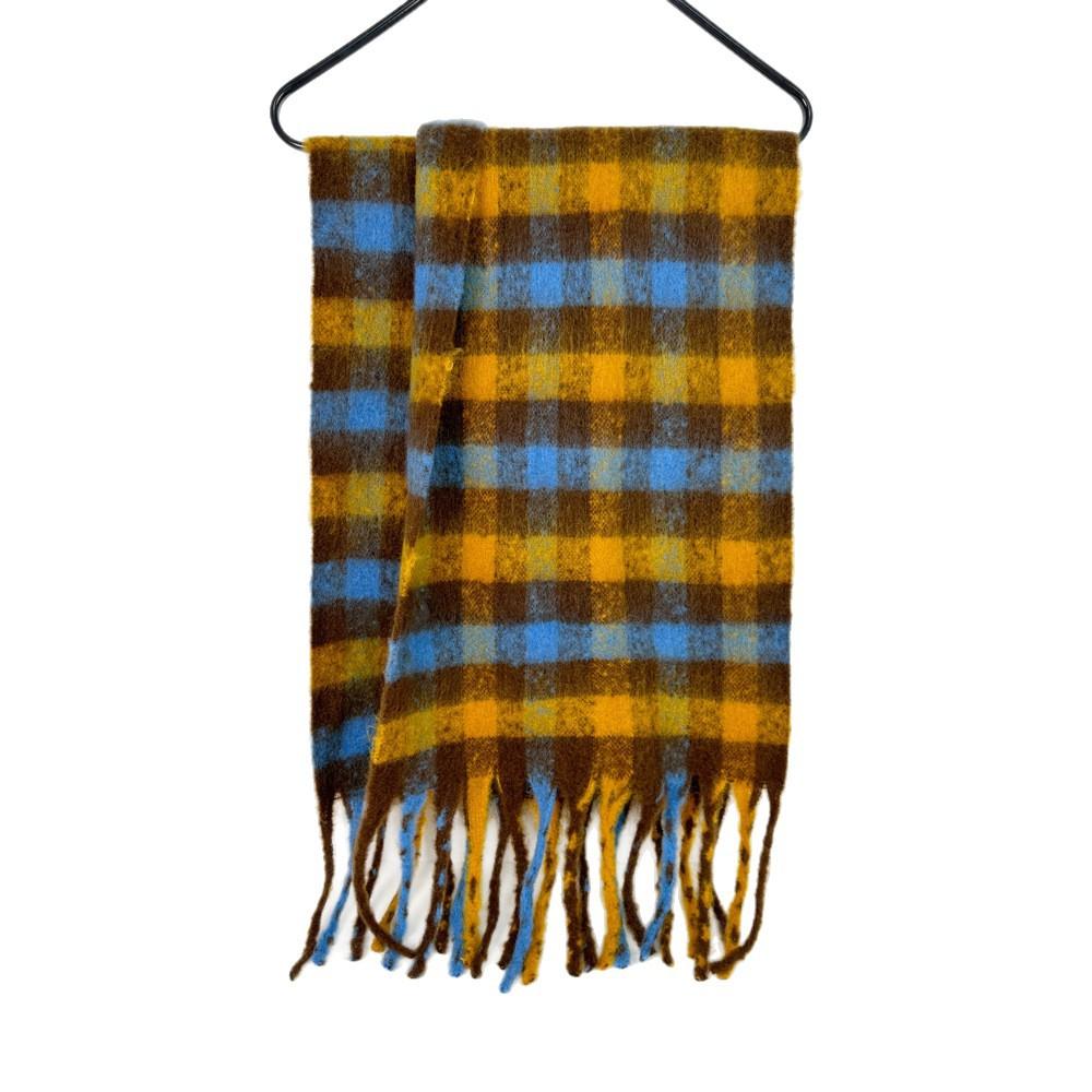 Color mohair plaid scarf wholesale women's warm shawl soft waxy versatile student retro scarf warm
