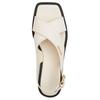 Coach Link Leather Cross Strap Square Toe Buckle Slide Sandals Women Sandals White CAP62-CHK