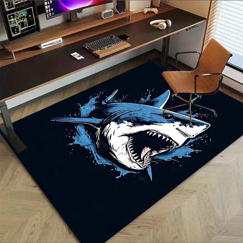 1 Stück Hai Ozean Teppich, Büroteppich Außenmatte Heimdekor Bereichsteppich Festival