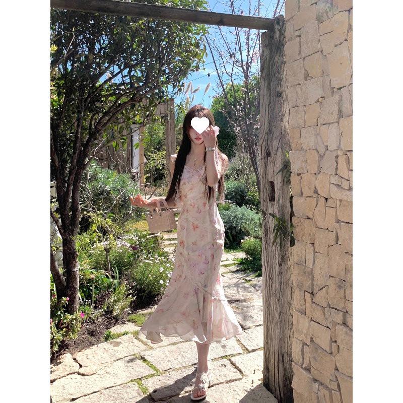 2026 New Alice Park Tour Irregular Fishtail Fairy Floral Camisole Long Dress