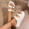 Fashion Women Platform Slippers Indoor Street Summer Shoes Solid Color Thick Sole Anti Slip Female Home Beach Slides Slip On Sandals