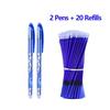 22Pcs/Set Erasable Pen Gel Pens 0.5mm School Supplies Blue Black Ink Refills Rod Writing Gel Pen Office Stationery Kids Pens