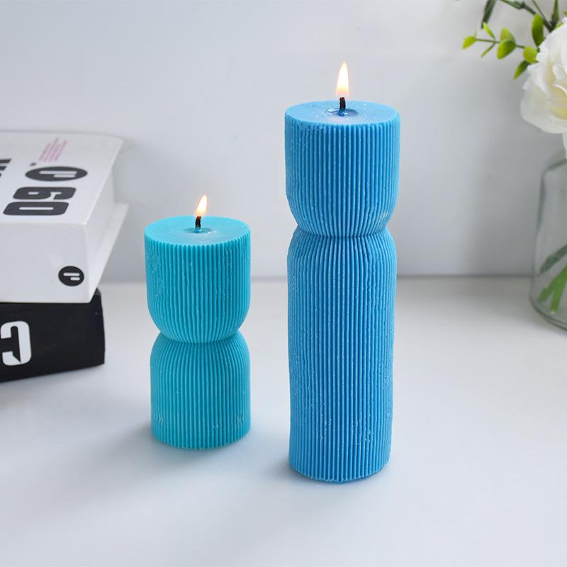 Korean Geometric Vertical Stripe Cylinder Candle Silicone Mold for Creative Cake Decoration.