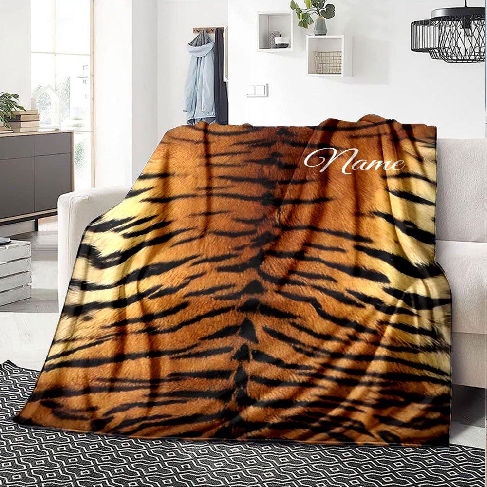 Tiger Print Home Customize Your Name Blankets Soft Cozy Lightweight Blanket For All Seasons Perfect For Picnics Sofa Office Bed Living Room And Ideal