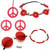 Boho Peace Sign Women's Hippie Costume Set 60's 70s Style Necklace Earrings  for Groovy Party Girls
