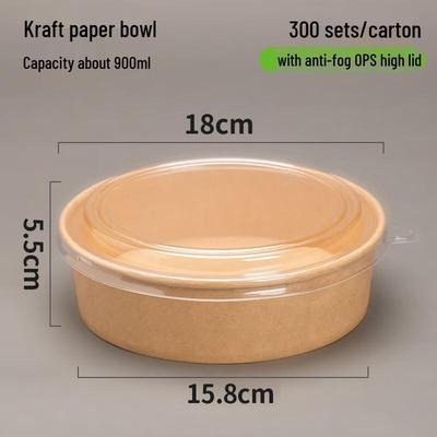 900ml Disposable Kraft Paper Food Container Set with Lids