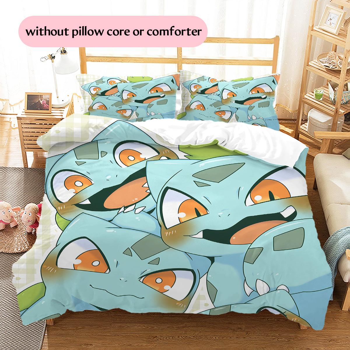 

Bulbasaur Pattern Bedding Quilt Set Home Decoration Gift (1 * duvet cover + 2 * pillowcase without core) 135x200cm
