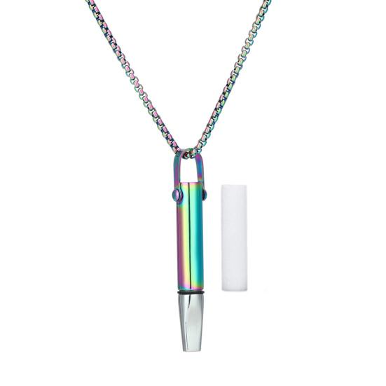 Mindfulness Breathing Necklace Stainless Steel Anxiety Breathe Necklace for Women Men Meditation Tuning Whistle Necklace for Stress Relief