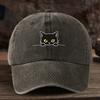 A Fun Black Cat with Horizontal Stripes Print Baseball Cap Unisex Outdoor Fashionable and Versatile Snapback Hat Trendy