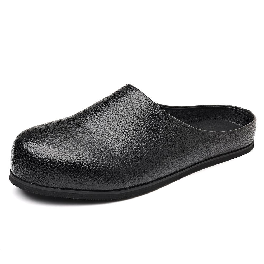 

2025 новые мужские полусабо Birkenstocks на мягкой подошве, ленивые туфли, полузакрытые тапочки большого размера, ретро, повседневные мужские туфли 48