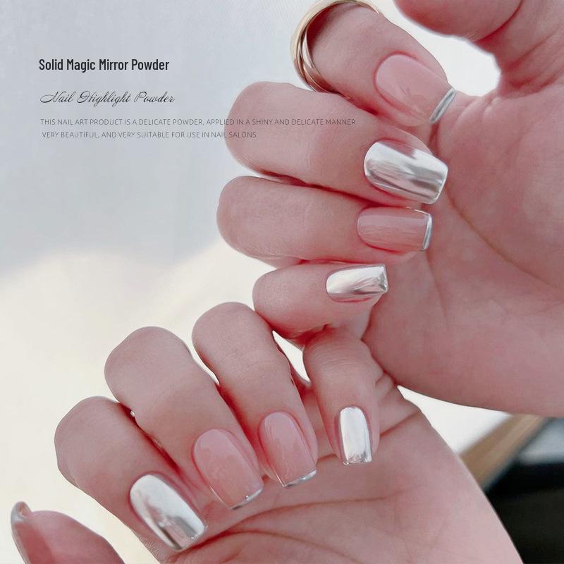 Solid Magic Mirror Powder: 6-Color Nail Salon Bright Eyeshadow Palette - Mermaid Fairy Aurora Outlining Powder